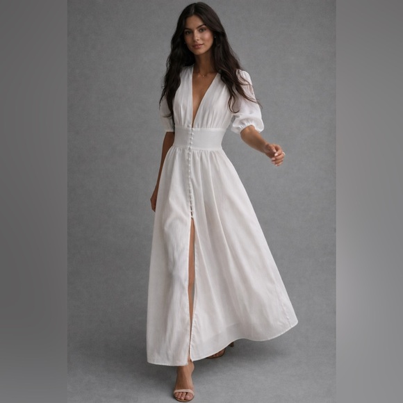 Commense Dresses & Skirts - Commense Frenchy Button Split Long Dress
